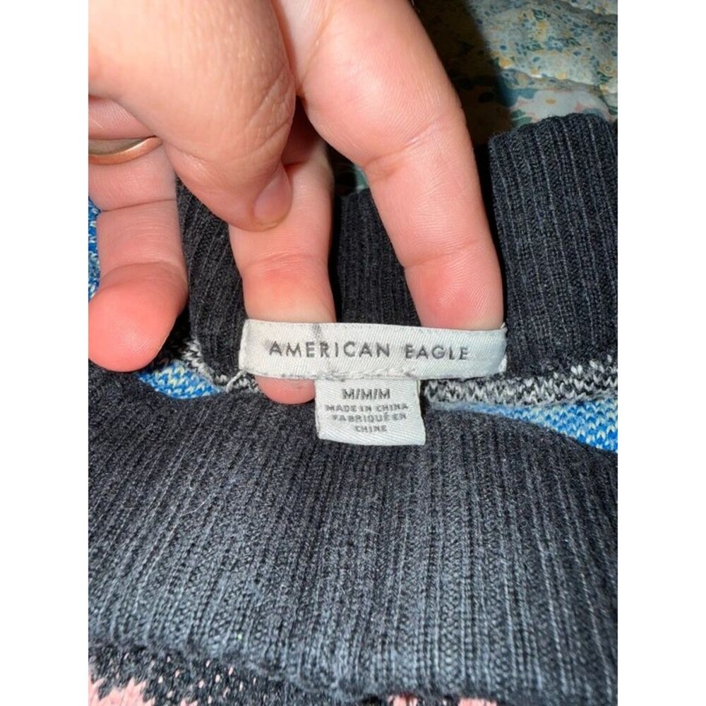 American Eagle Fair Isle Knit Sweater Shorts Black Multicolor M. 248 - Picture 2 of 2